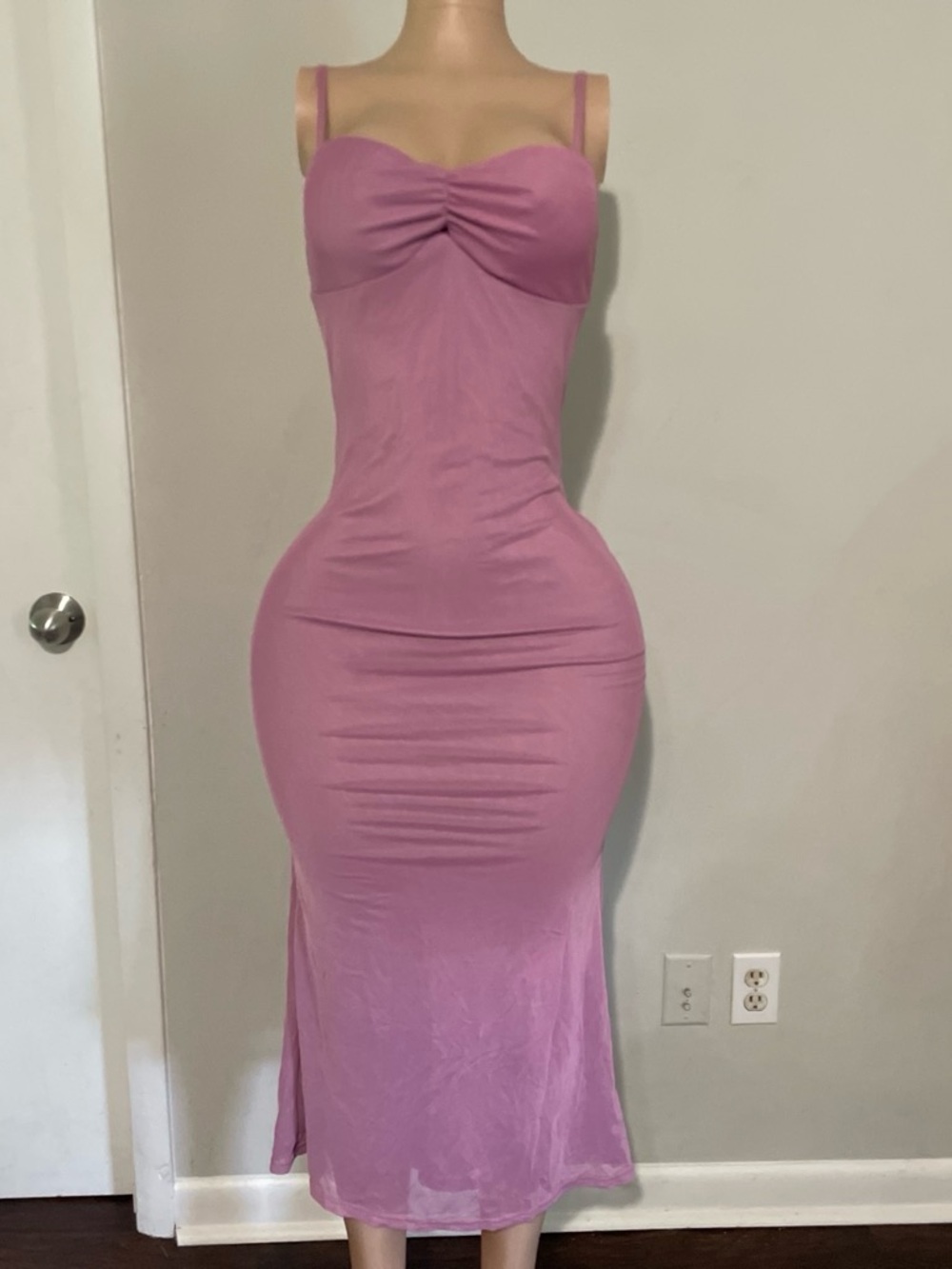 a new day Mauve Pink Midi Slip Dress with Ruched Bust